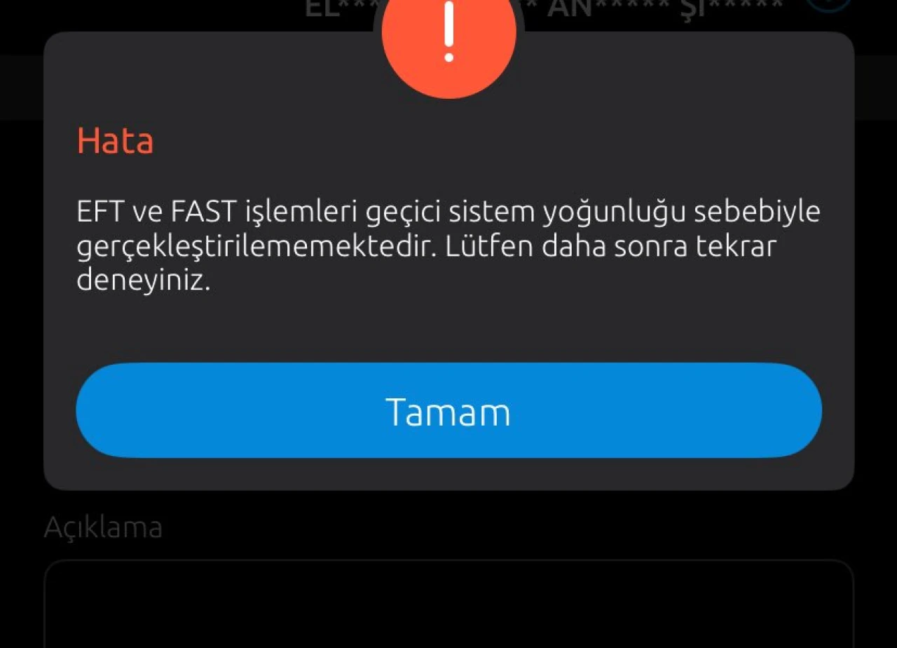 Yapı Kredi Bankası neden EFT gönderilemiyor?