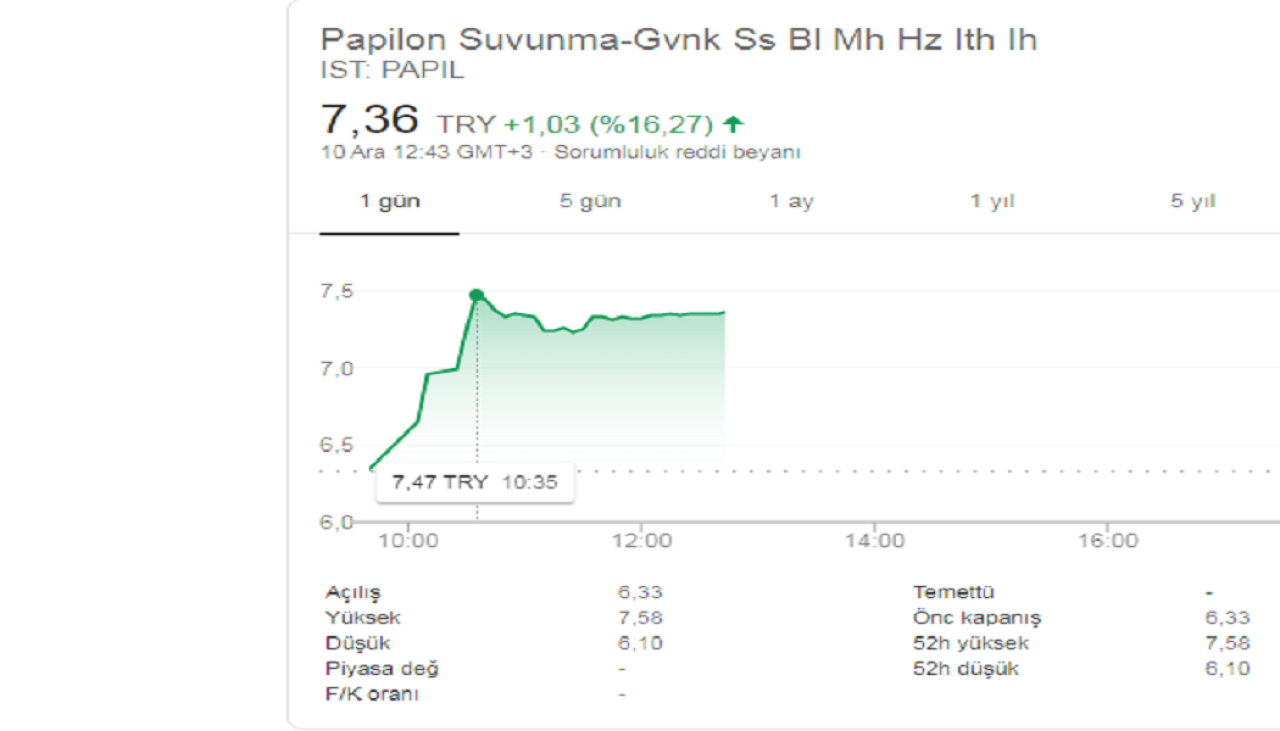 Borsada Papilon Savunma Fırtınası Esiyor