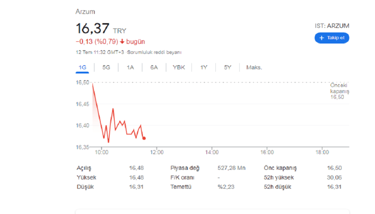 Arzum Hisse Halka Arz Fiyatlarına Geri Geldi