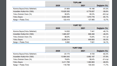 THYAO: Türk Hava Yolları 2021 Ocak Ayı Trafik İstatistikleri