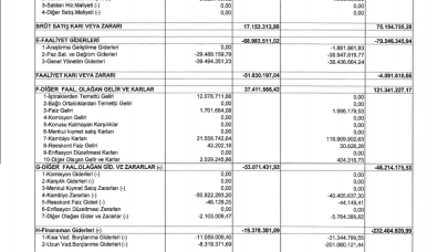 PARSN: Parsan Gelir Tablosu Zarar Yazdı